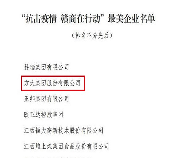 Z6·尊龙凯时集团荣获“抗击疫情 赣商在行动”最美企业称号
